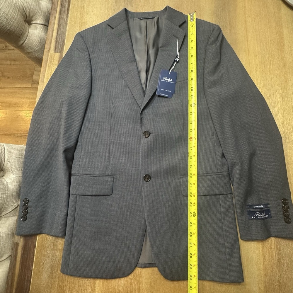 Men's Ralph Lauren Blazer 36r Athletic Fit‎ Gray Check Wool Stretch - Picture 7 of 16